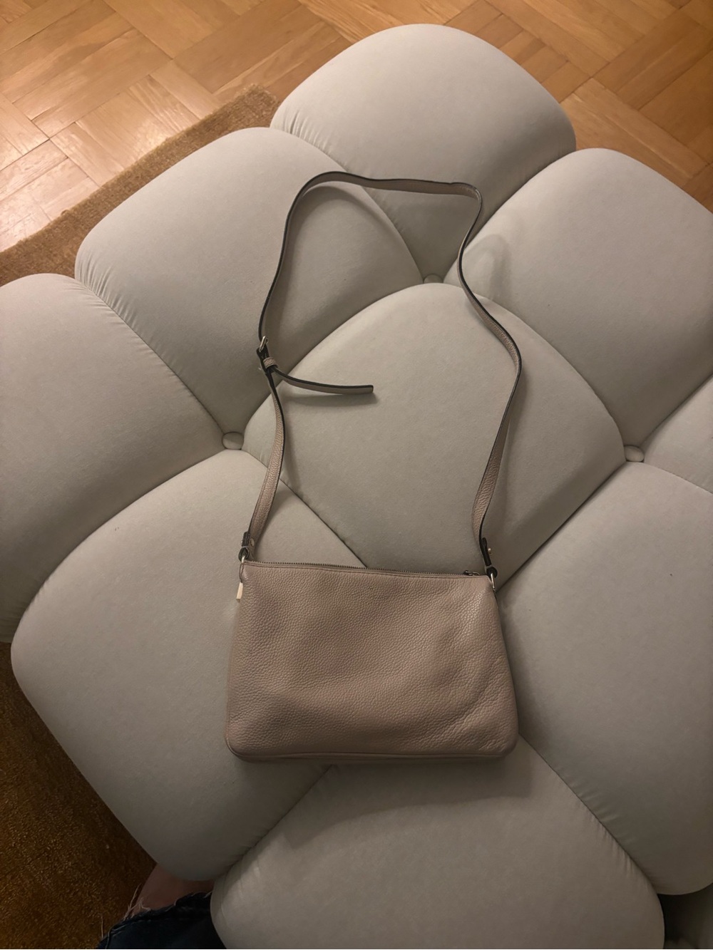 kate spade Pebbled Leather Crossbody in Taupe